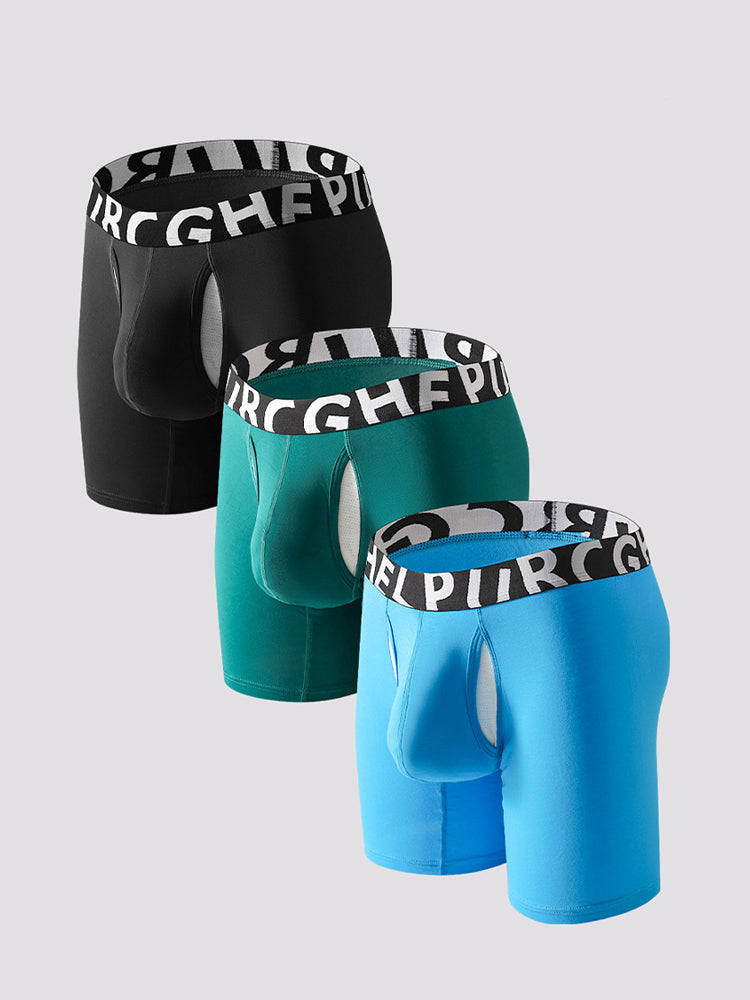 2 Pack Men's Long-Leg Anti-Chafing Performance Boxer Briefs | dmunderwear detail image 14