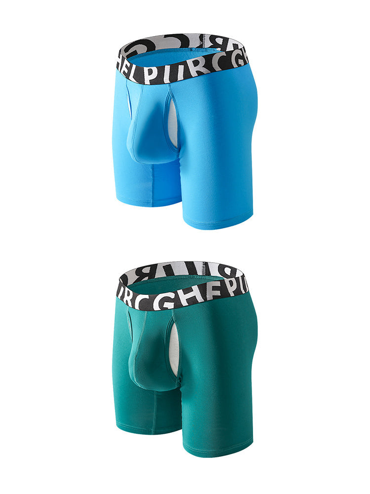 2 Pack Men's Long-Leg Anti-Chafing Performance Boxer Briefs | dmunderwear detail image 15