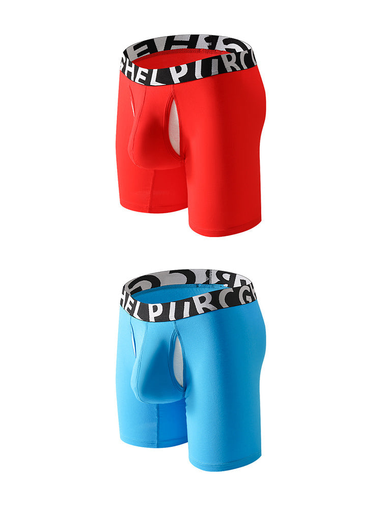 2 Pack Men's Long-Leg Anti-Chafing Performance Boxer Briefs | dmunderwear detail image 7