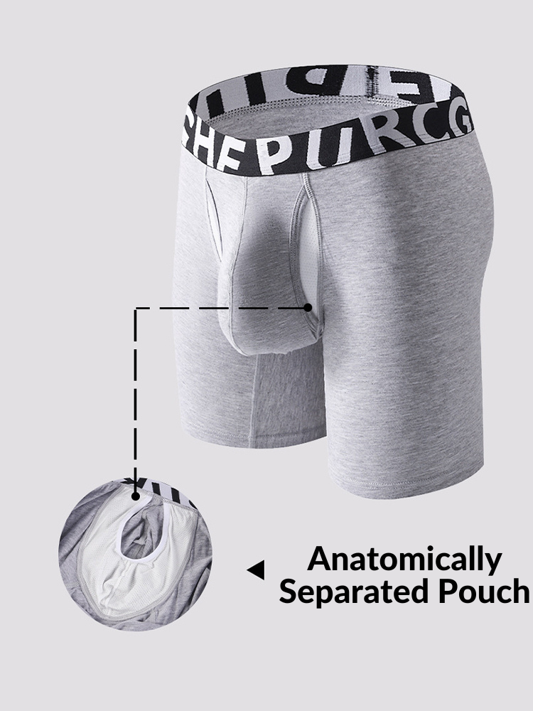 2 Pack Men's Long-Leg Anti-Chafing Performance Boxer Briefs | dmunderwear detail image 8