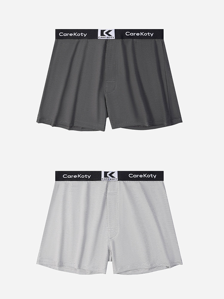 2 Pack Men's Loose-Fit Cotton Comfort Seamless Boxer Shorts | dmunderwear detail image 14