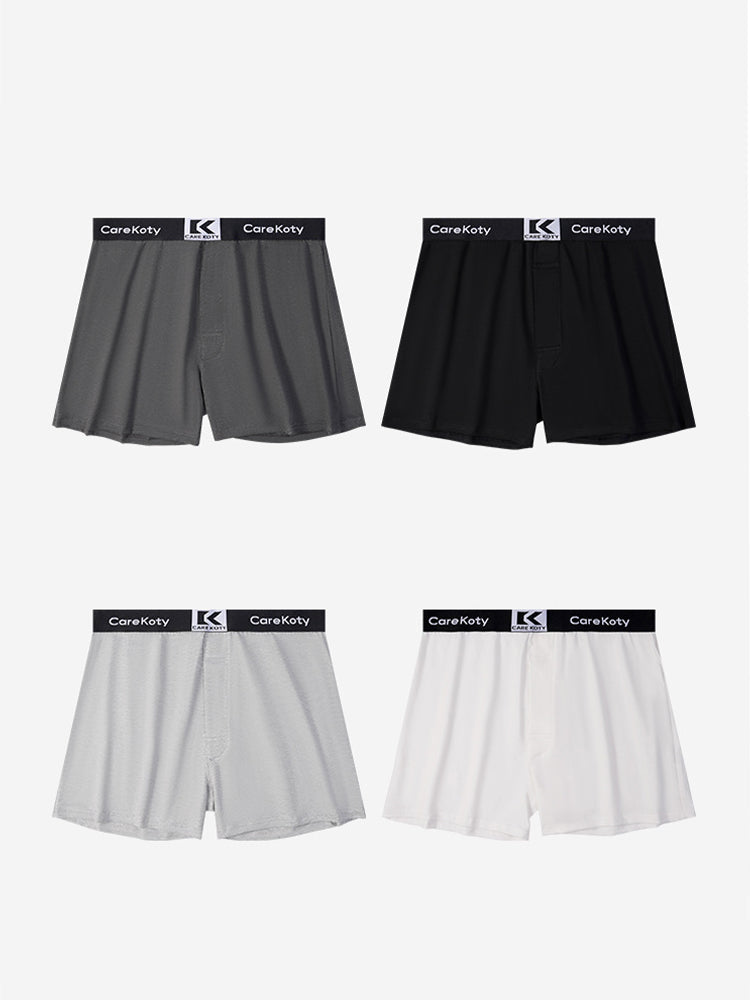 2 Pack Men's Loose-Fit Cotton Comfort Seamless Boxer Shorts | dmunderwear detail image 15