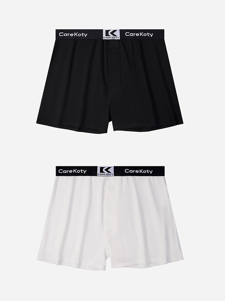 2 Pack Men's Loose-Fit Cotton Comfort Seamless Boxer Shorts | dmunderwear detail image 20