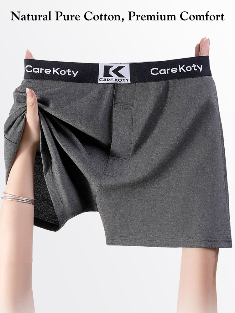 2 Pack Men's Loose-Fit Cotton Comfort Seamless Boxer Shorts | dmunderwear detail image 3