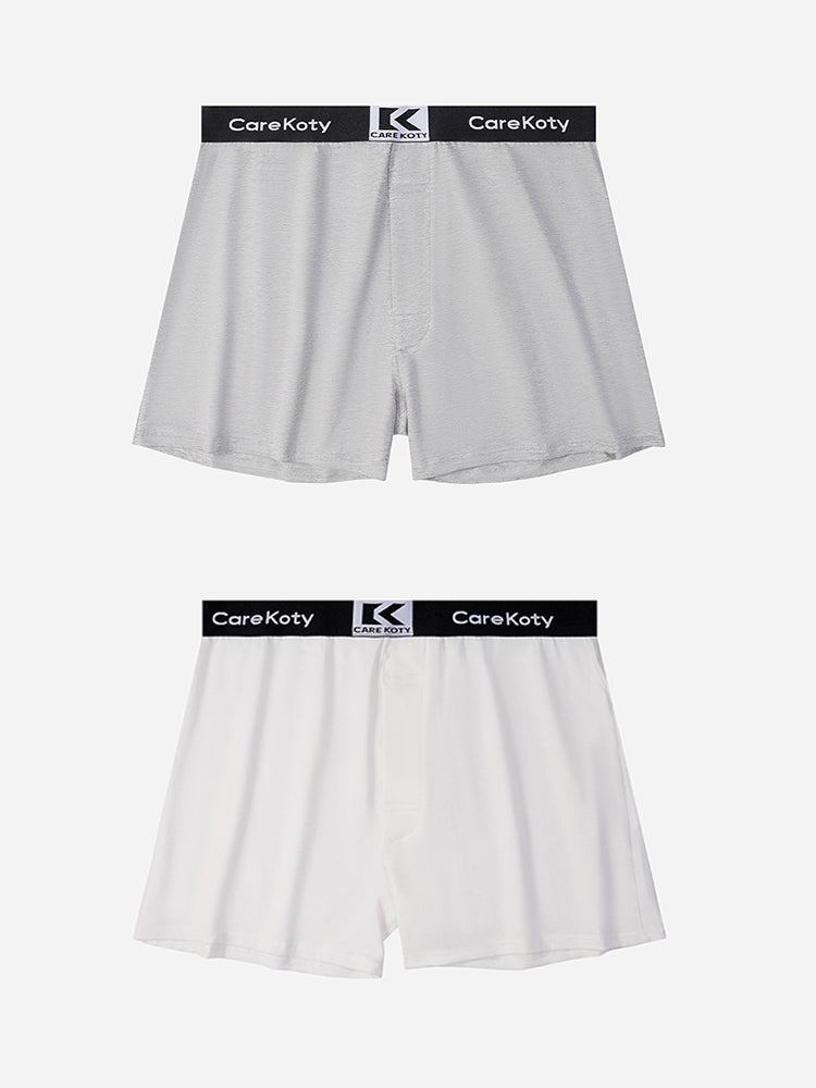 2 Pack Men's Loose-Fit Cotton Comfort Seamless Boxer Shorts | dmunderwear detail image 8