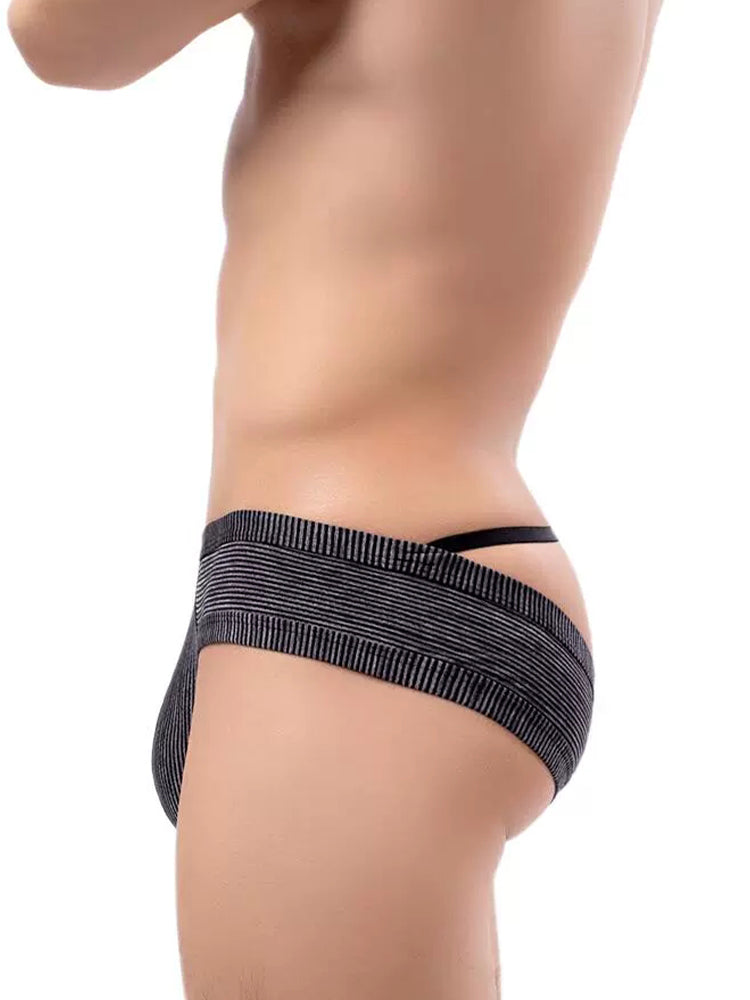 2 Pack Men's Low Rise Back Hollow 3D U-convex Large Pouch T-Back Briefs | dmunderwear detail image 15