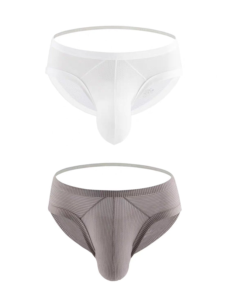2 Pack Men's Low Rise Back Hollow 3D U-convex Large Pouch T-Back Briefs | dmunderwear detail image 2