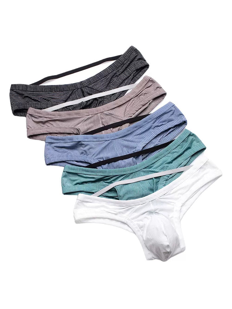 2 Pack Men's Low Rise Back Hollow 3D U-convex Large Pouch T-Back Briefs | dmunderwear detail image 3