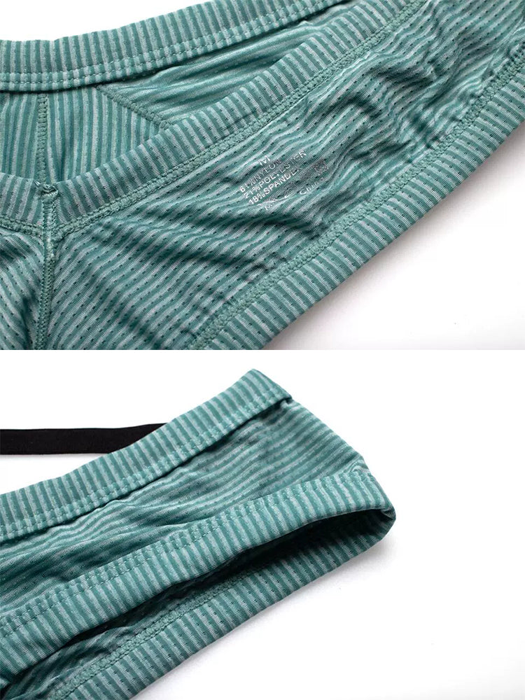 2 Pack Men's Low Rise Back Hollow 3D U-convex Large Pouch T-Back Briefs | dmunderwear detail image 4