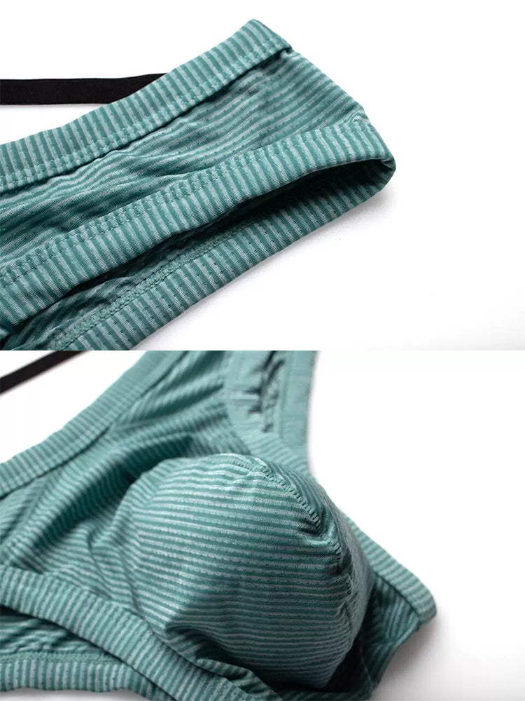 2 Pack Men's Low Rise Back Hollow 3D U-convex Large Pouch T-Back Briefs | dmunderwear detail image 5