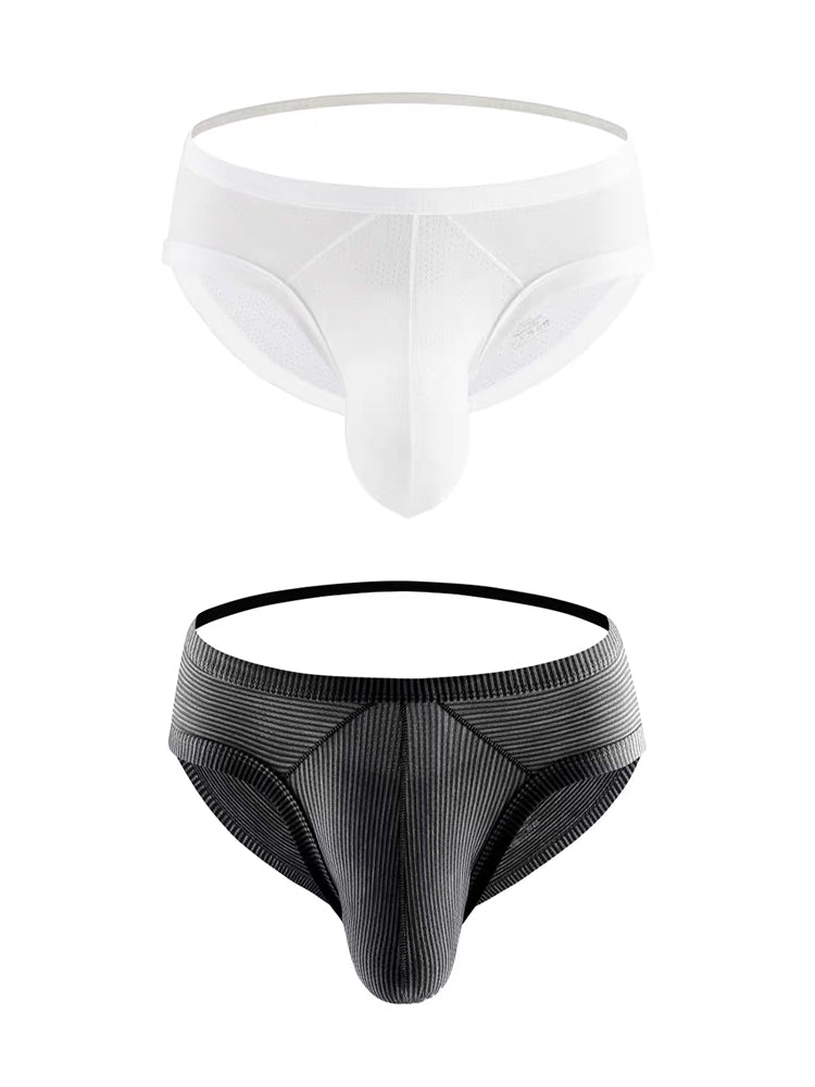 2 Pack Men's Low Rise Back Hollow 3D U-convex Large Pouch T-Back Briefs | dmunderwear detail image 8