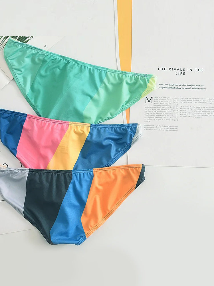 2 Pack Men's Low-Rise Color-Blocking Bikini | dmunderwear detail image 10