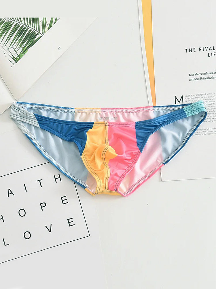 2 Pack Men's Low-Rise Color-Blocking Bikini | dmunderwear detail image 11