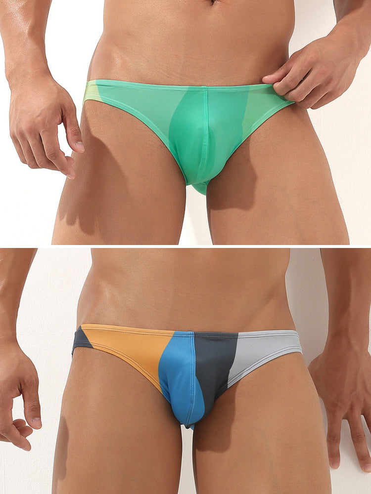 2 Pack Men's Low-Rise Color-Blocking Bikini | dmunderwear detail image 12
