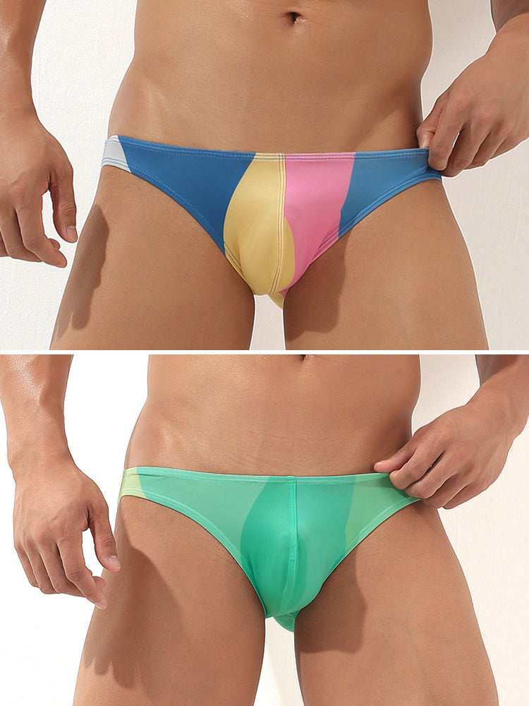 2 Pack Men's Low-Rise Color-Blocking Bikini | dmunderwear detail image 2