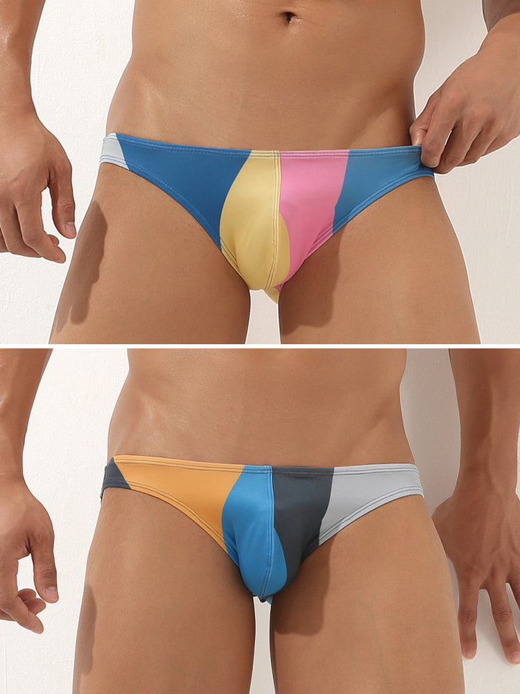 2 Pack Men's Low-Rise Color-Blocking Bikini | dmunderwear detail image 7