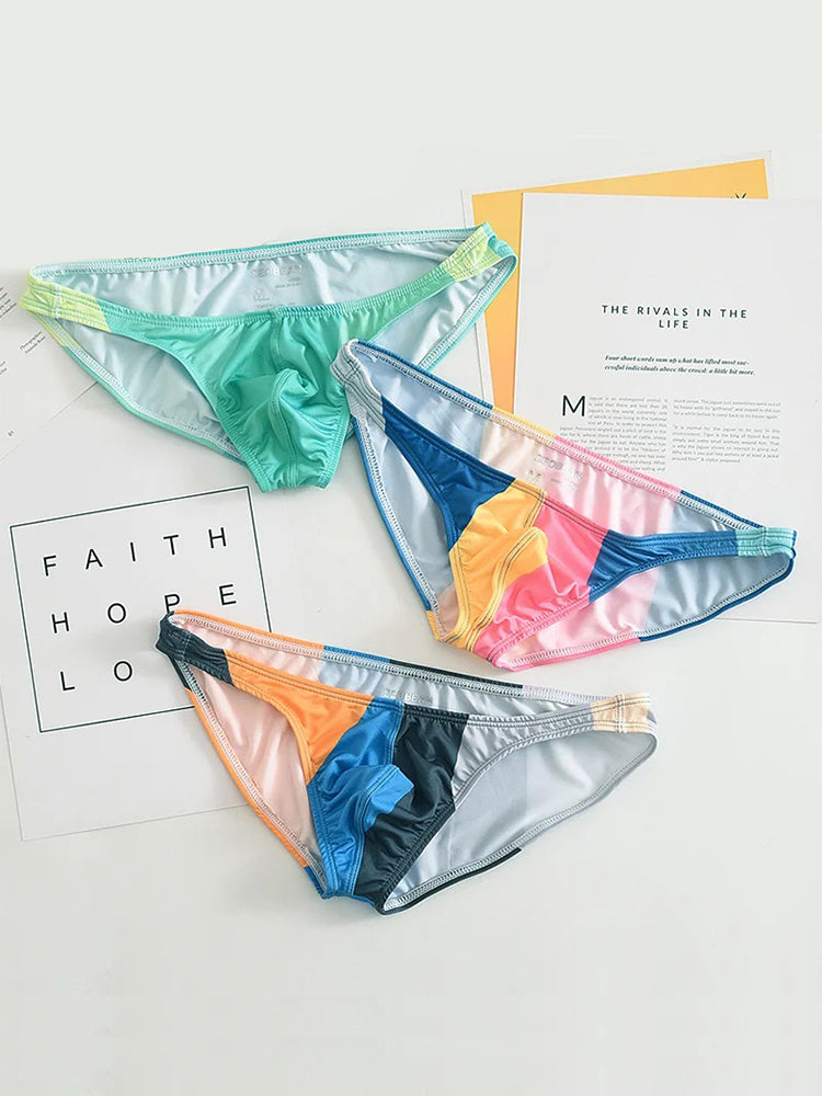 2 Pack Men's Low-Rise Color-Blocking Bikini | dmunderwear detail image 9