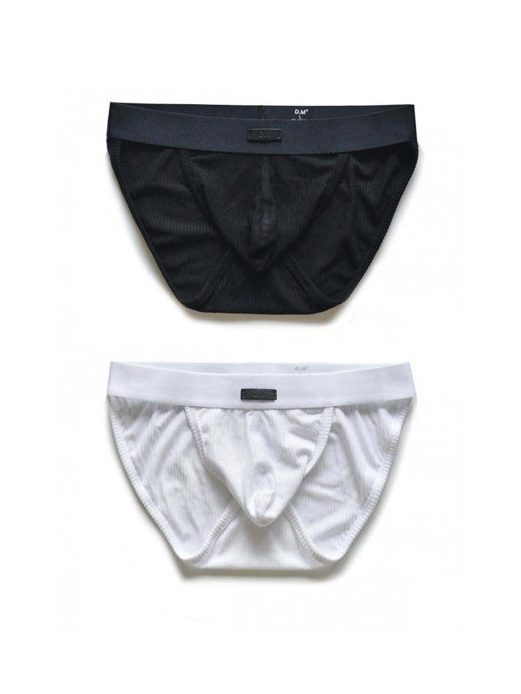 2 Pack Men's Low-rise High-cut Solid Briefs | dmunderwear detail image 12
