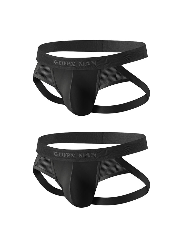 2 Pack Men's Low-Rise Ice Silk Breathable Mesh Jockstrap | dmunderwear detail image 14