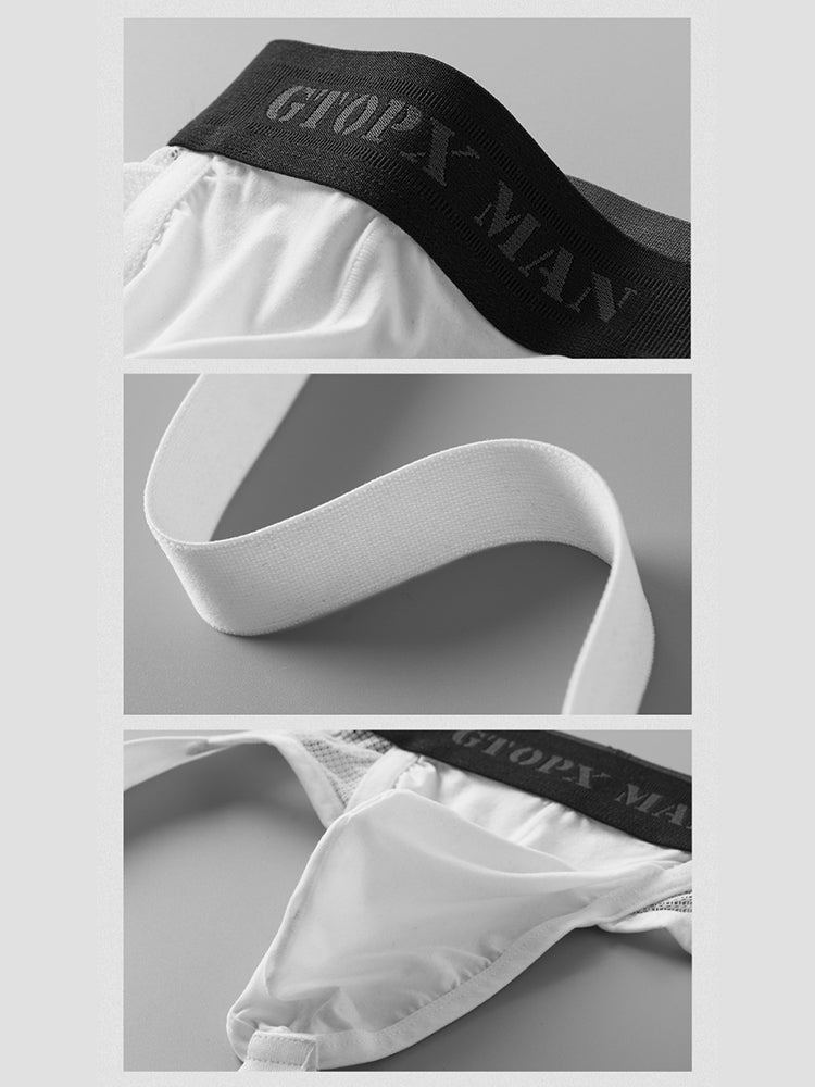2 Pack Men's Low-Rise Ice Silk Breathable Mesh Jockstrap | dmunderwear detail image 15