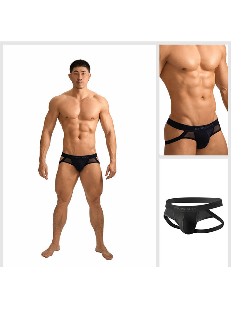 2 Pack Men's Low-Rise Ice Silk Breathable Mesh Jockstrap | dmunderwear detail image 16
