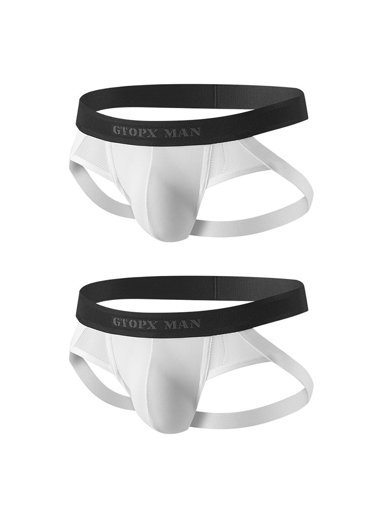 2 Pack Men's Low-Rise Ice Silk Breathable Mesh Jockstrap | dmunderwear detail image 8