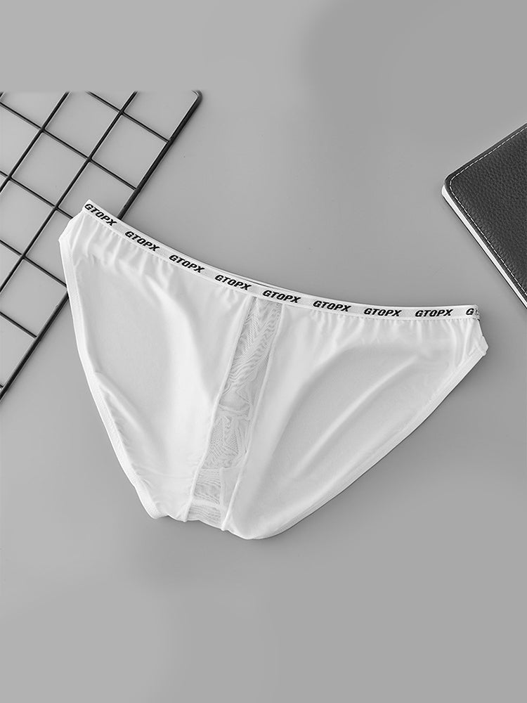 2 Pack Men's Low-Rise Sporty Ice-Silk Bikini with Mesh Front and U-Contour Pouch | dmunderwear detail image 10