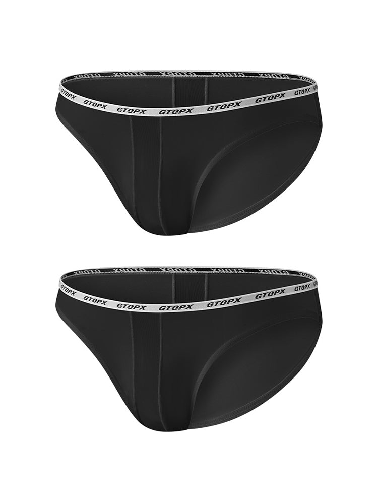 2 Pack Men's Low-Rise Sporty Ice-Silk Bikini with Mesh Front and U-Contour Pouch | dmunderwear detail image 12