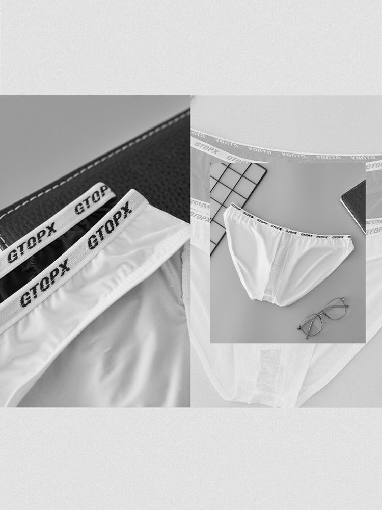 2 Pack Men's Low-Rise Sporty Ice-Silk Bikini with Mesh Front and U-Contour Pouch | dmunderwear detail image 13