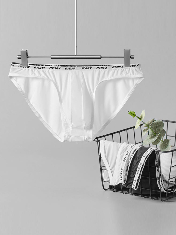 2 Pack Men's Low-Rise Sporty Ice-Silk Bikini with Mesh Front and U-Contour Pouch | dmunderwear detail image 3