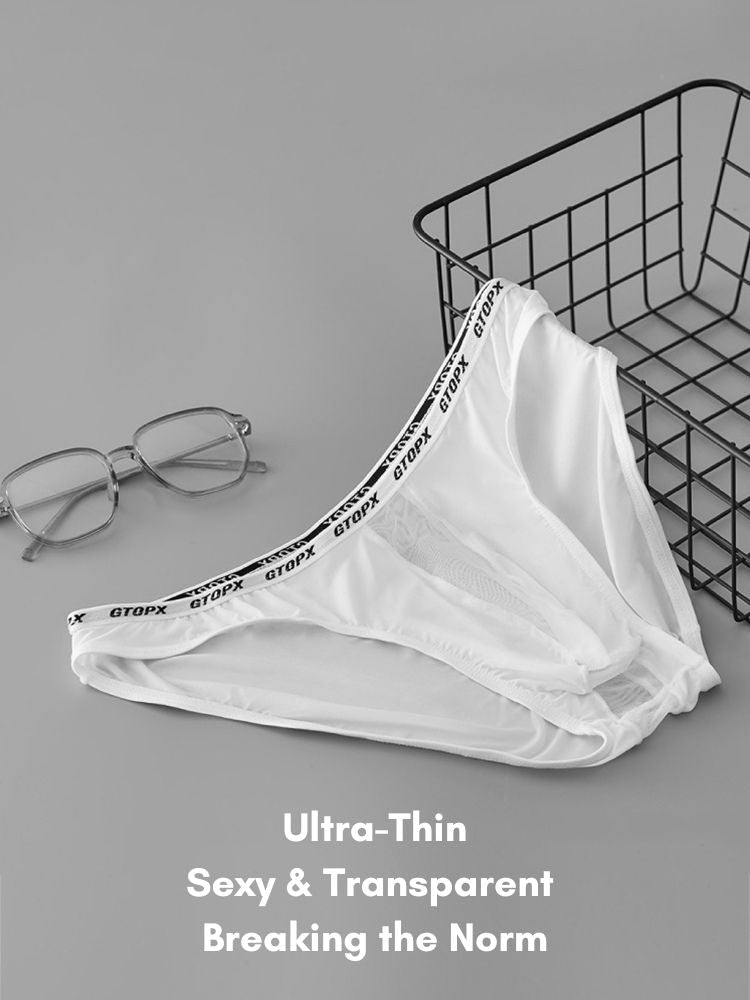 2 Pack Men's Low-Rise Sporty Ice-Silk Bikini with Mesh Front and U-Contour Pouch | dmunderwear detail image 4