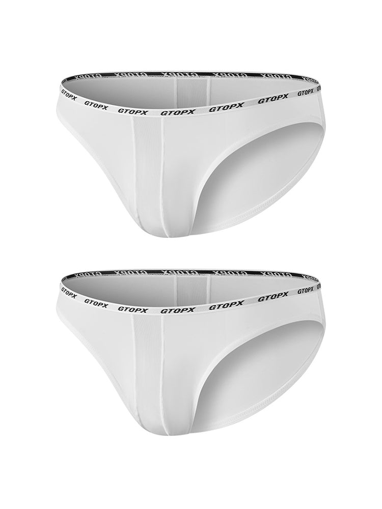2 Pack Men's Low-Rise Sporty Ice-Silk Bikini with Mesh Front and U-Contour Pouch | dmunderwear detail image 7