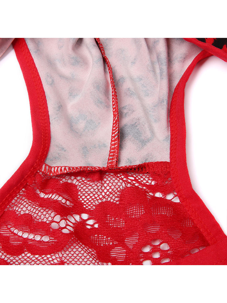 2 Pack Men's Low-Rise Lace-Patched Leopard Print sheer Stretch U-Pouch Bikini | dmunderwear detail image 19