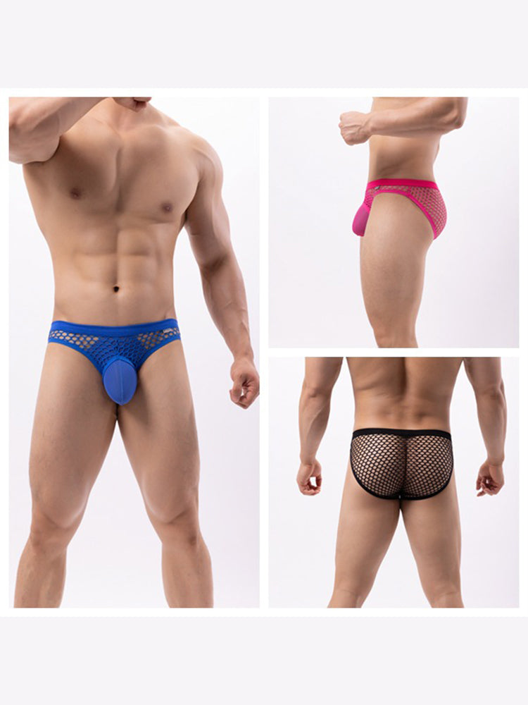 2 Pack Men's Low-Rise Mesh Breathable Bikini | dmunderwear detail image 3