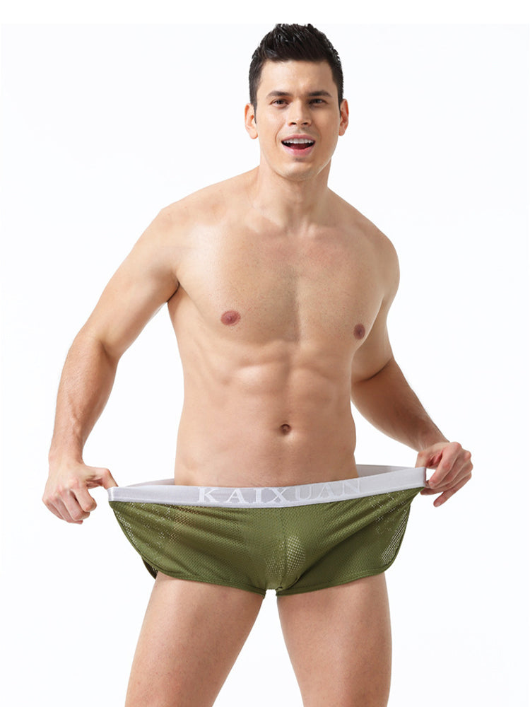 2 Pack Men's Low-Rise Mesh Breathable Home Comfort Antibacterial Trunks | dmunderwear detail image 12
