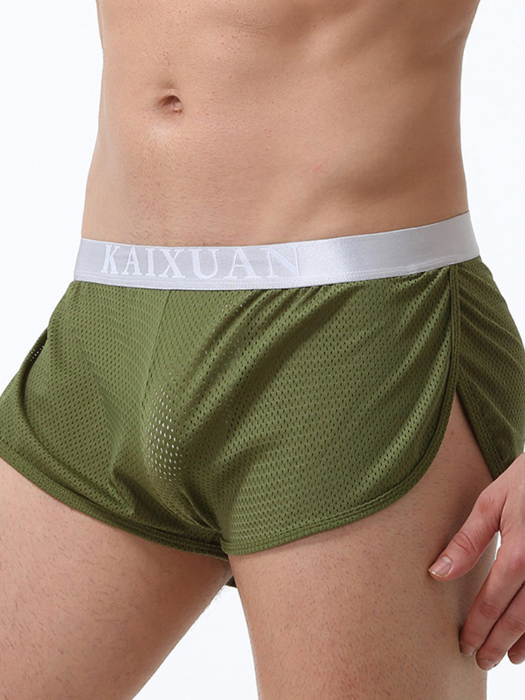 2 Pack Men's Low-Rise Mesh Breathable Home Comfort Antibacterial Trunks | dmunderwear detail image 13