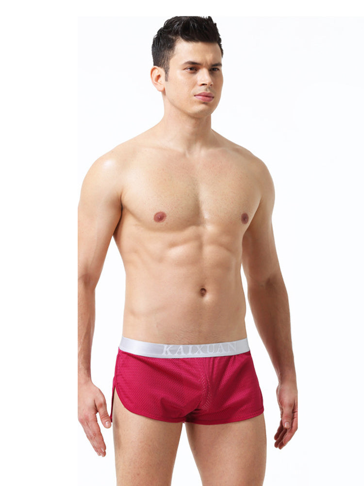 2 Pack Men's Low-Rise Mesh Breathable Home Comfort Antibacterial Trunks | dmunderwear detail image 14