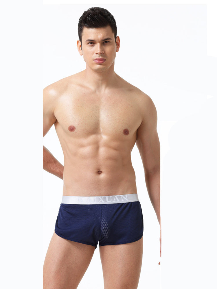 2 Pack Men's Low-Rise Mesh Breathable Home Comfort Antibacterial Trunks | dmunderwear detail image 18