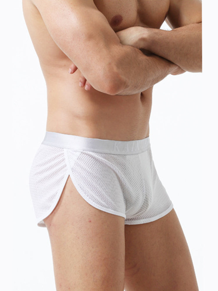 2 Pack Men's Low-Rise Mesh Breathable Home Comfort Antibacterial Trunks | dmunderwear detail image 3