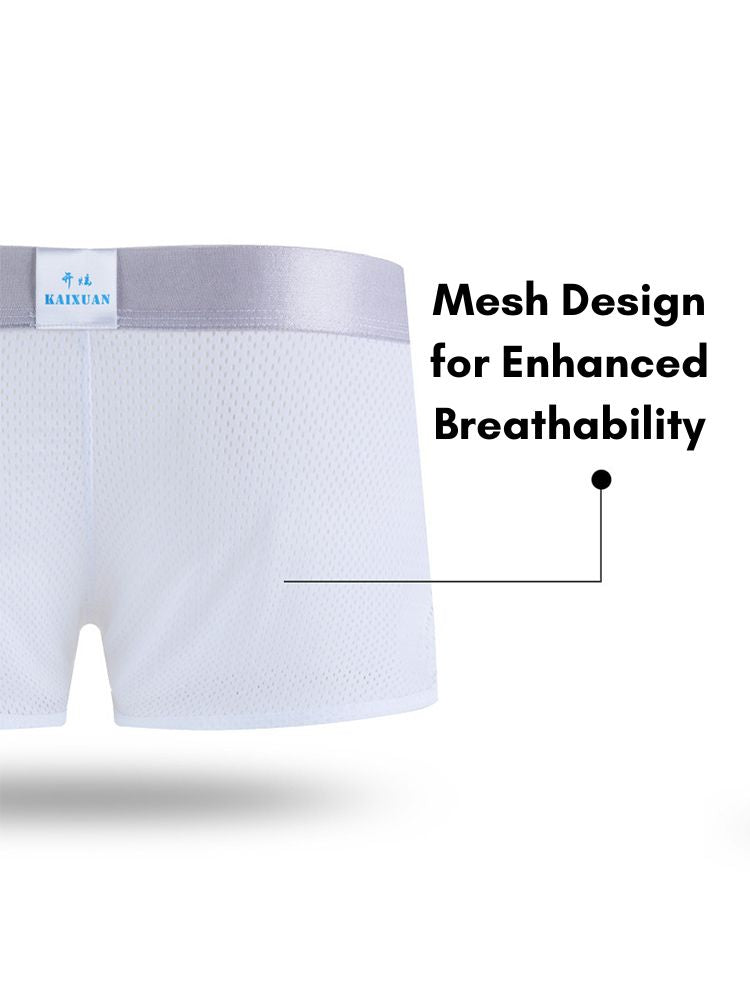 2 Pack Men's Low-Rise Mesh Breathable Home Comfort Antibacterial Trunks | dmunderwear detail image 4