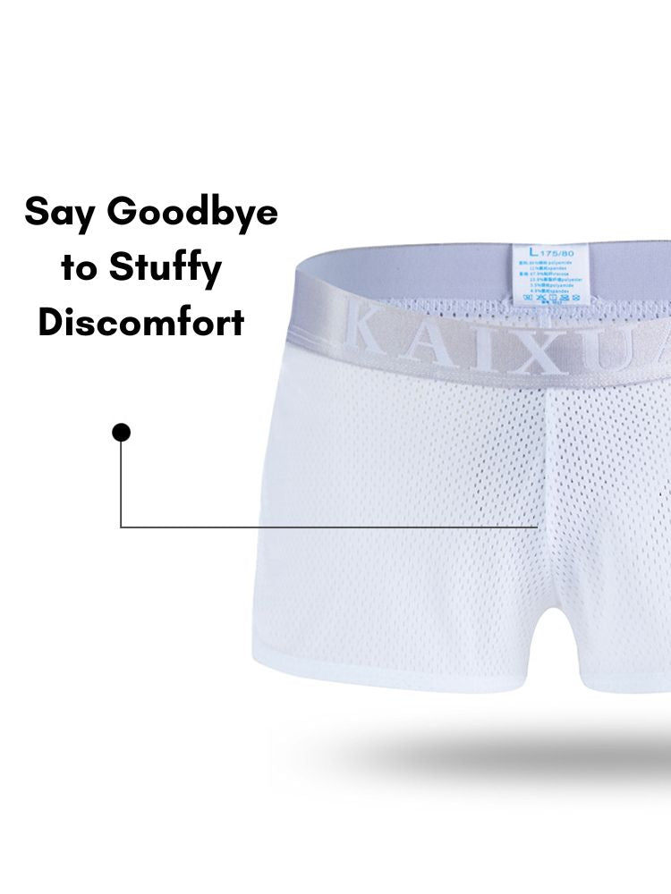 2 Pack Men's Low-Rise Mesh Breathable Home Comfort Antibacterial Trunks | dmunderwear detail image 5