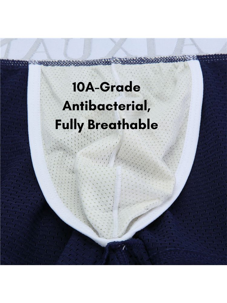 2 Pack Men's Low-Rise Mesh Breathable Home Comfort Antibacterial Trunks | dmunderwear detail image 8