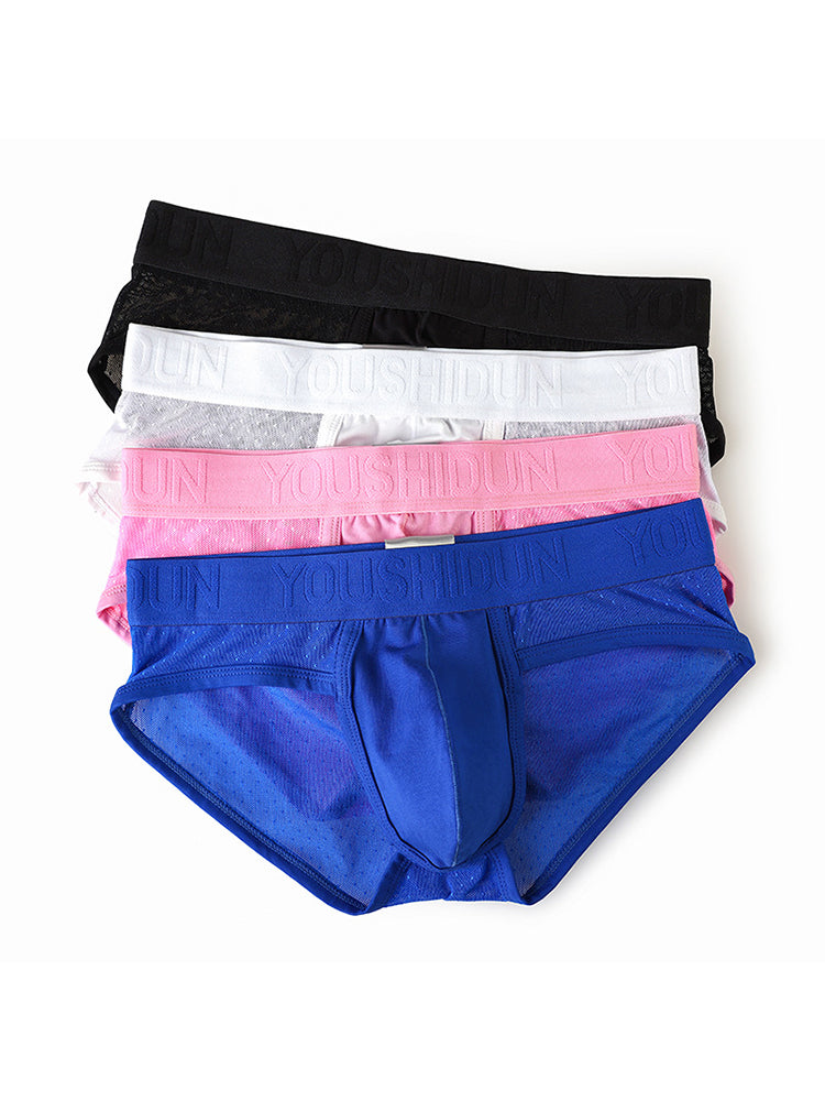 2 Pack Men's Low Rise Mesh Large Pouch U-convex Breathable Comfortable Briefs | dmunderwear