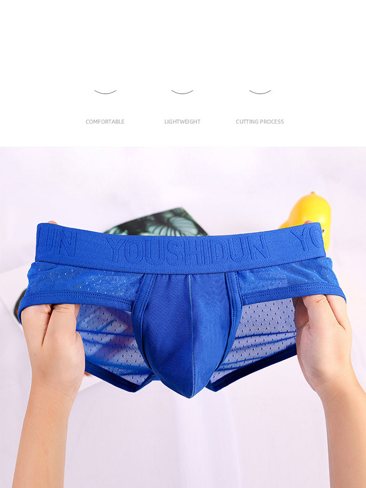 2 Pack Men's Low Rise Mesh Large Pouch U-convex Breathable Comfortable Briefs | dmunderwear detail image 12