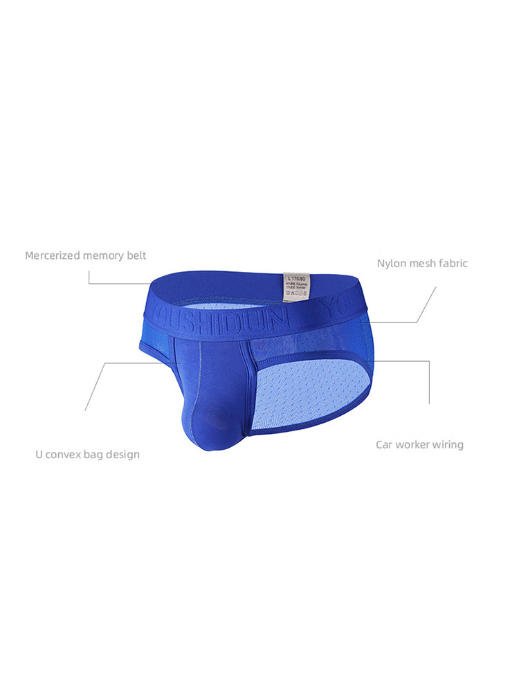 2 Pack Men's Low Rise Mesh Large Pouch U-convex Breathable Comfortable Briefs | dmunderwear detail image 15