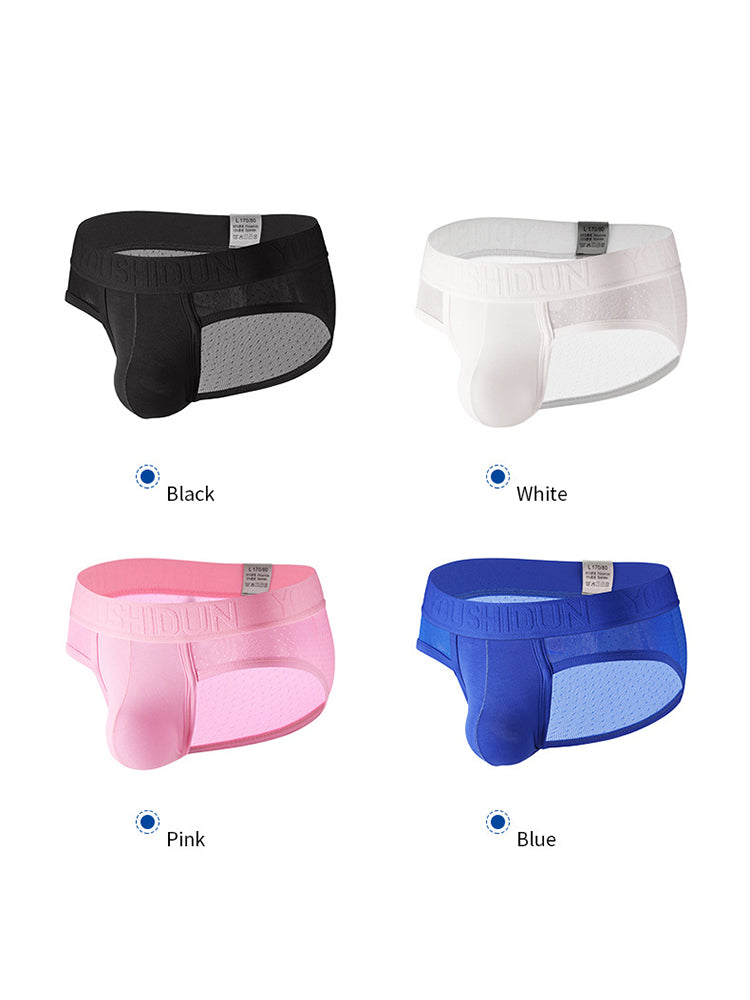 2 Pack Men's Low Rise Mesh Large Pouch U-convex Breathable Comfortable Briefs | dmunderwear detail image 17