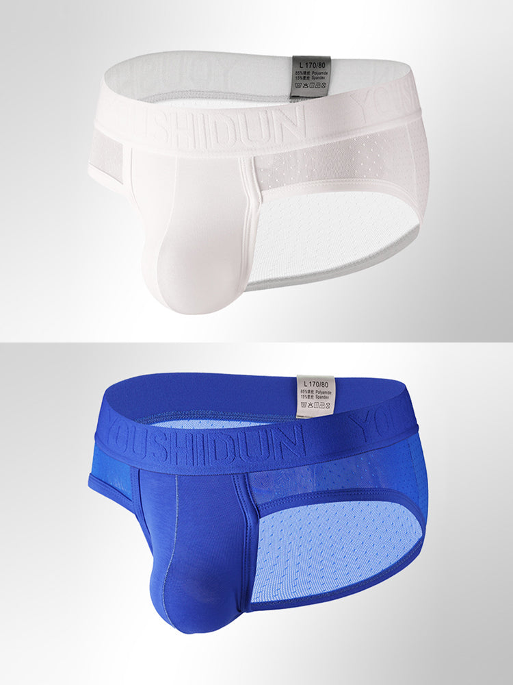 2 Pack Men's Low Rise Mesh Large Pouch U-convex Breathable Comfortable Briefs | dmunderwear detail image 20