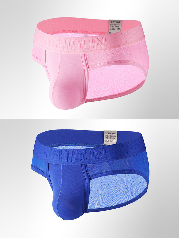 2 Pack Men's Low Rise Mesh Large Pouch U-convex Breathable Comfortable Briefs | dmunderwear detail image 8