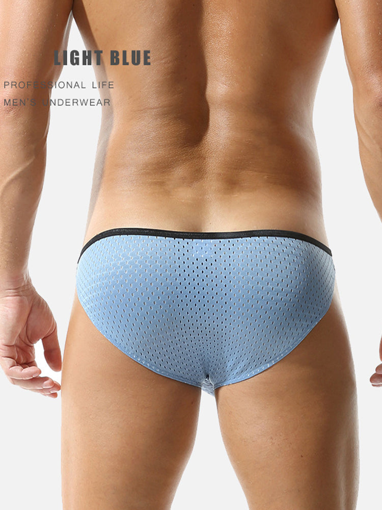Men's Low-rise Mesh U-shaped Convex Pocket Sports Briefs | dmunderwear detail image 19