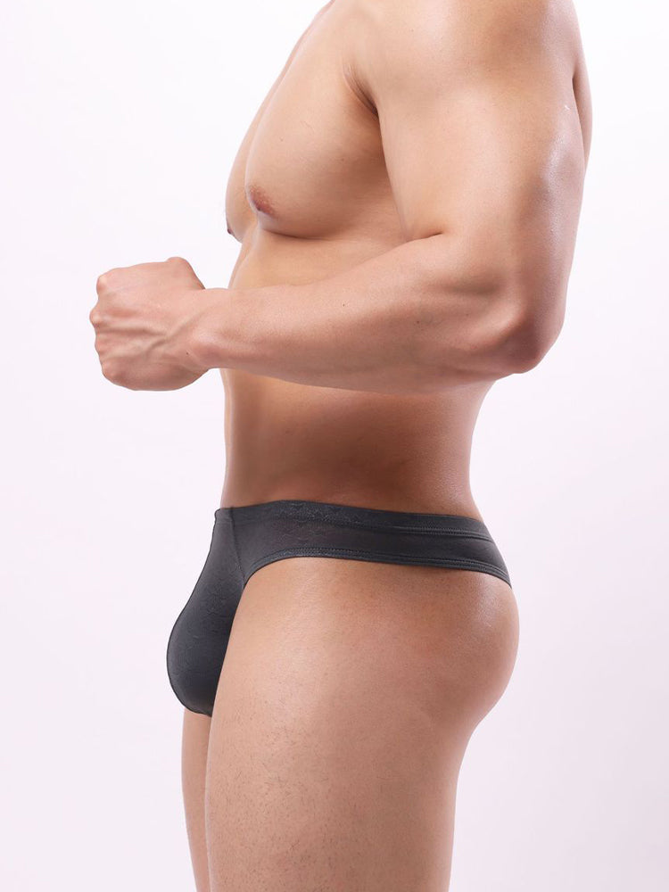 2 Pack Men's Low-Rise Solid Color Moisture-Wicking Sexy Light Compression Thongs | dmunderwear detail image 4